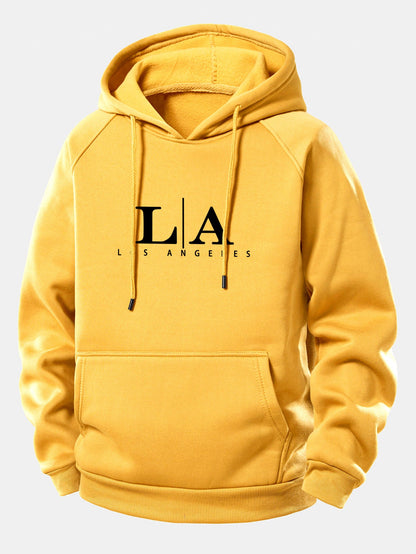 Bedruckter Kordelzug-Hoodie mit Los Angeles Design