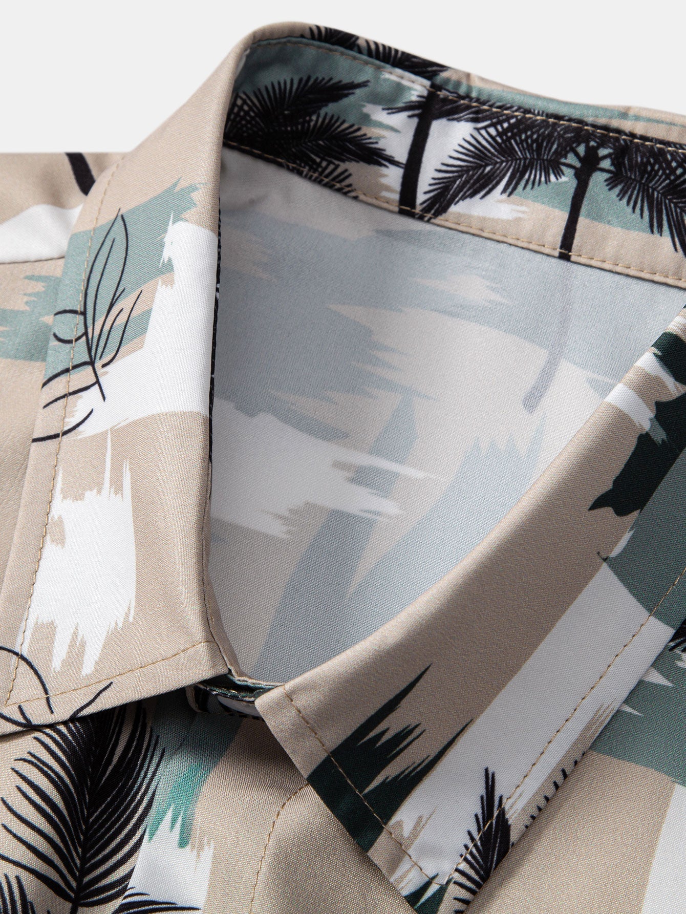 Palmenbaum Farbblock Druck Knopf-Down Hemd und Badehose