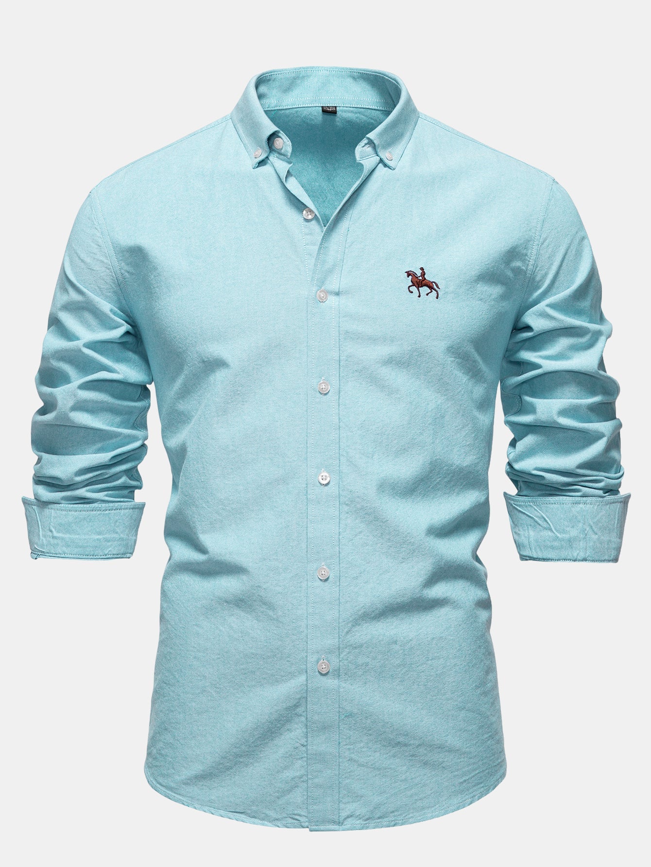 Cowboy-Stickerei Baumwoll-Oxford Hemd mit Knopfleiste