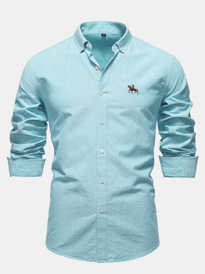 Cowboy Stickerei Baumwolle Oxford Hemd zum Zumknöpfen