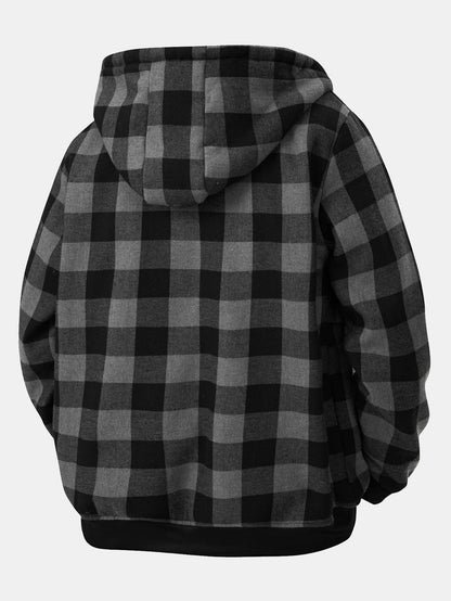 Teddygefütterter Flanell-Hoodie mit Karomuster