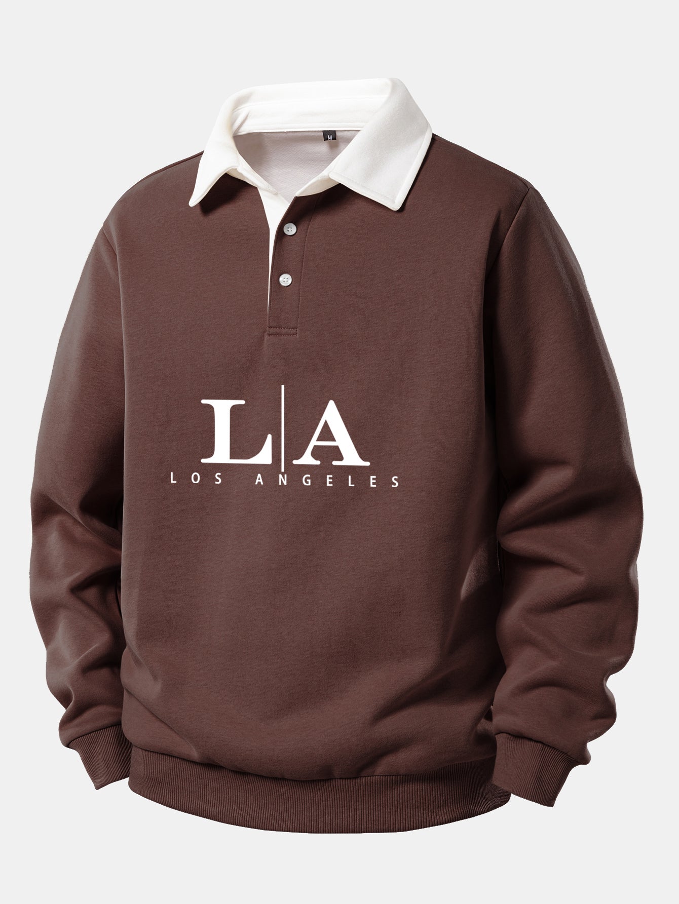 Los Angeles Print Kontrast Poloshirts Kragen Sweatshirt