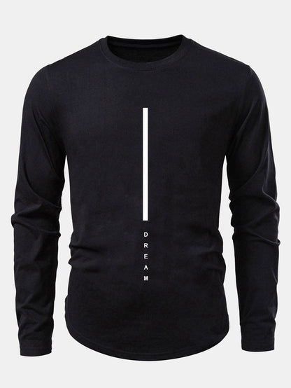 Dream Streifenmuster Baumwolle Bogen Saum T-Shirt