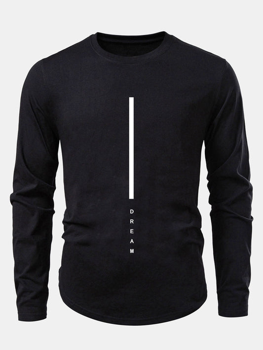 Dream Streifenmuster Baumwolle Bogen Saum T-Shirt