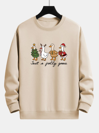 Locker Geschnittenes Sweatshirt mit Weihnachtsente-Print