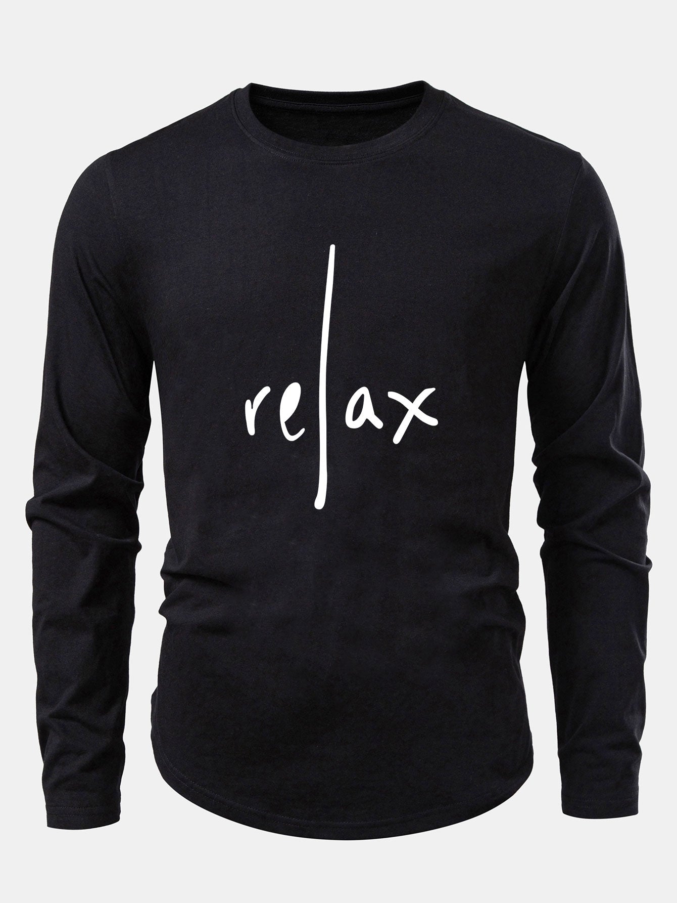 Casual Printed Cotton Arc Hem T-Shirt