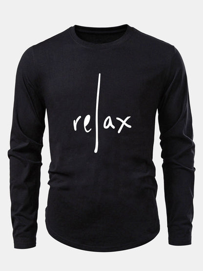 Casual Printed Cotton Arc Hem T-Shirt