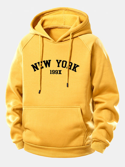 New York Print Hoodie with Drawstring