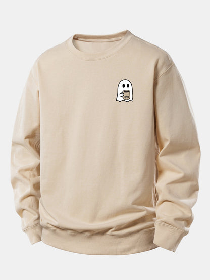 Relaxed Fit Sweatshirt with Ghost Coffee Design