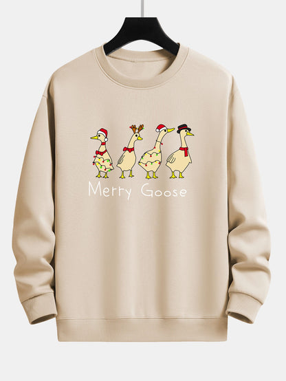 Locker Geschnittenes Sweatshirt mit Weihnachtsente Druck