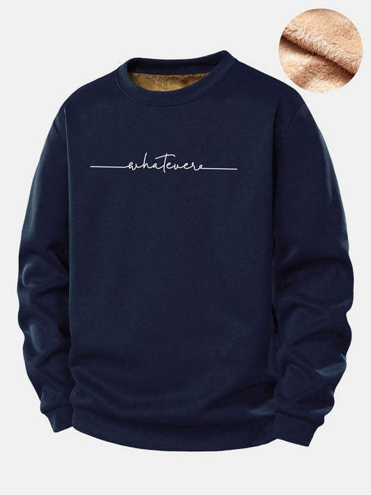 Whatever Print Teddy Fleece Gefüttertes Sweatshirt