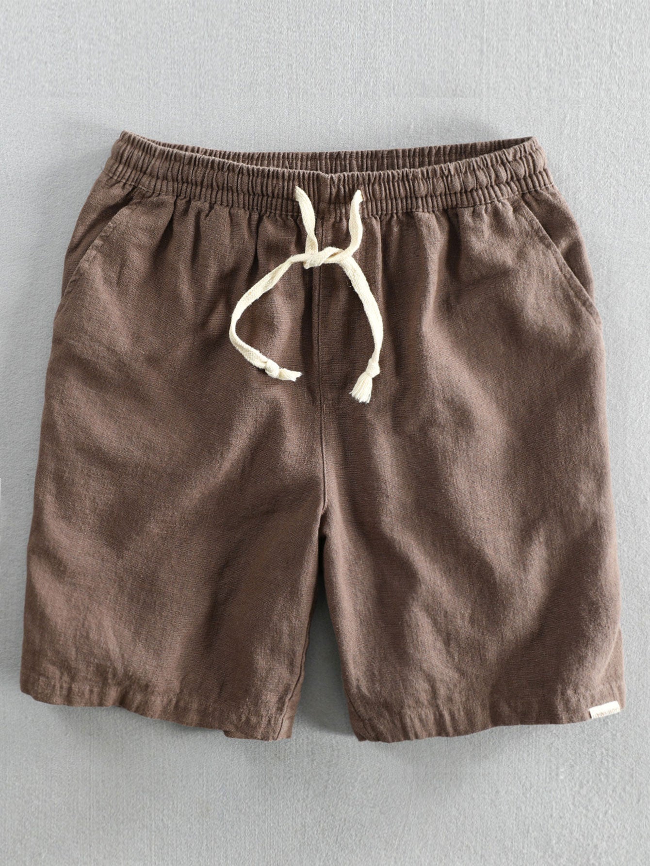 Shorts aus Leinen-Baumwoll-Mix mit verstellbarem Kordelzug
