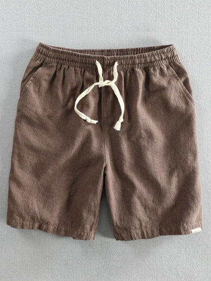 Shorts aus Leinen-Baumwoll-Mix mit verstellbarem Kordelzug