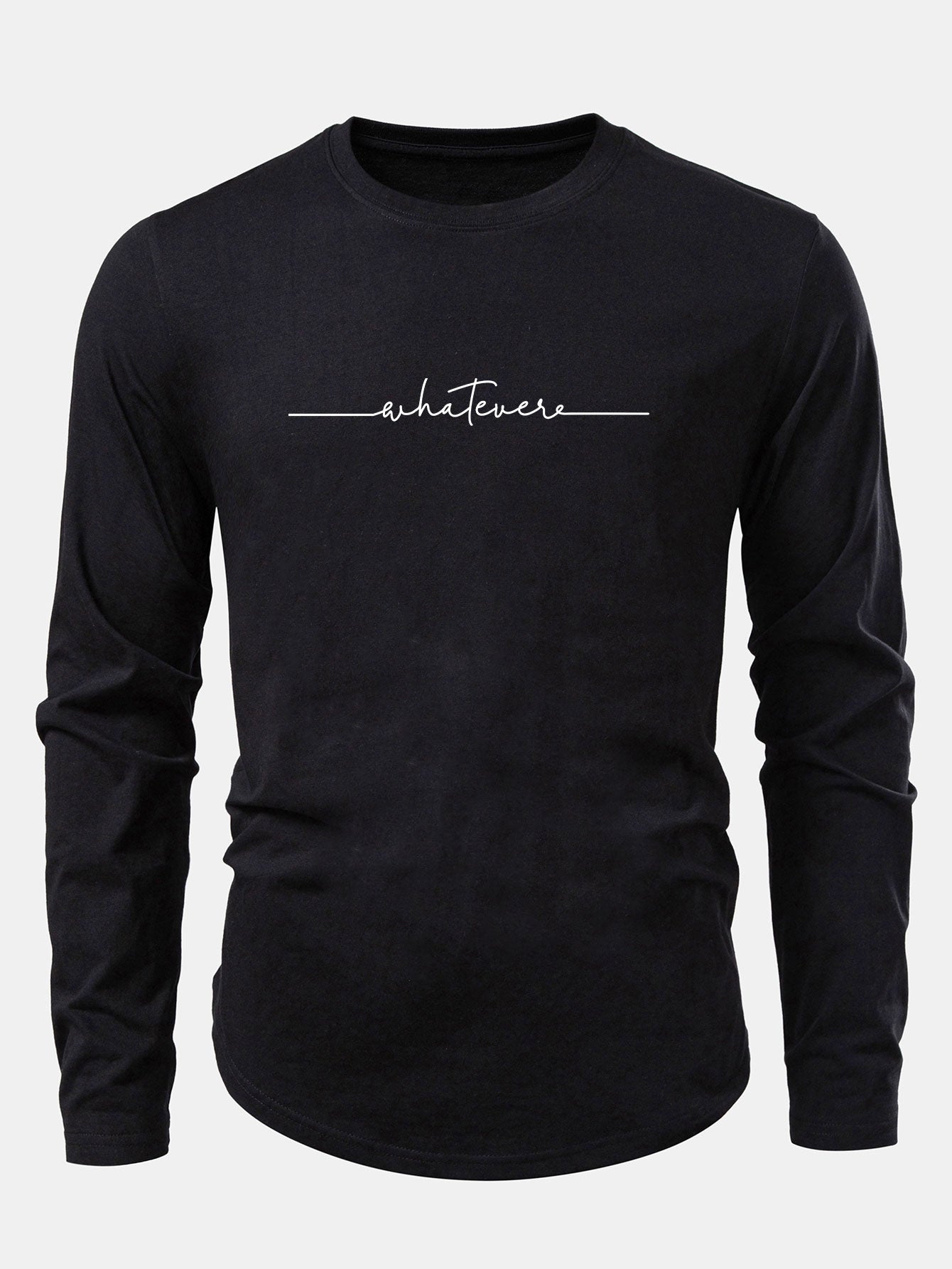 Baumwoll-T-Shirt mit Slogan und Bogen-Saum