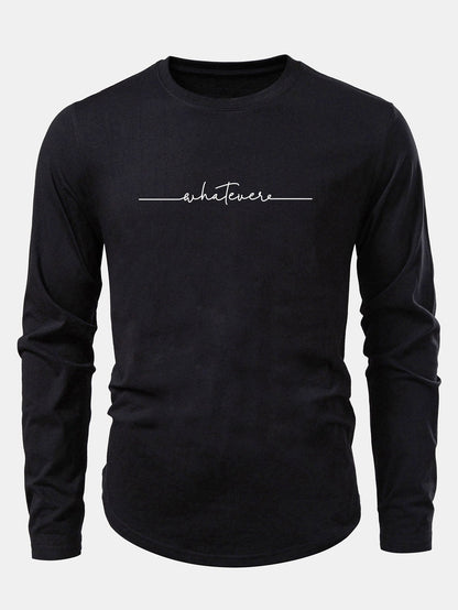 Whatever Slogan Druck Baumwolle Bogen Saum T-Shirt