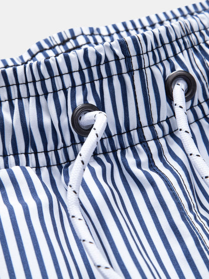 Palmbaum Nautical Print Button-Up Shirt with Striped Swim Shorts