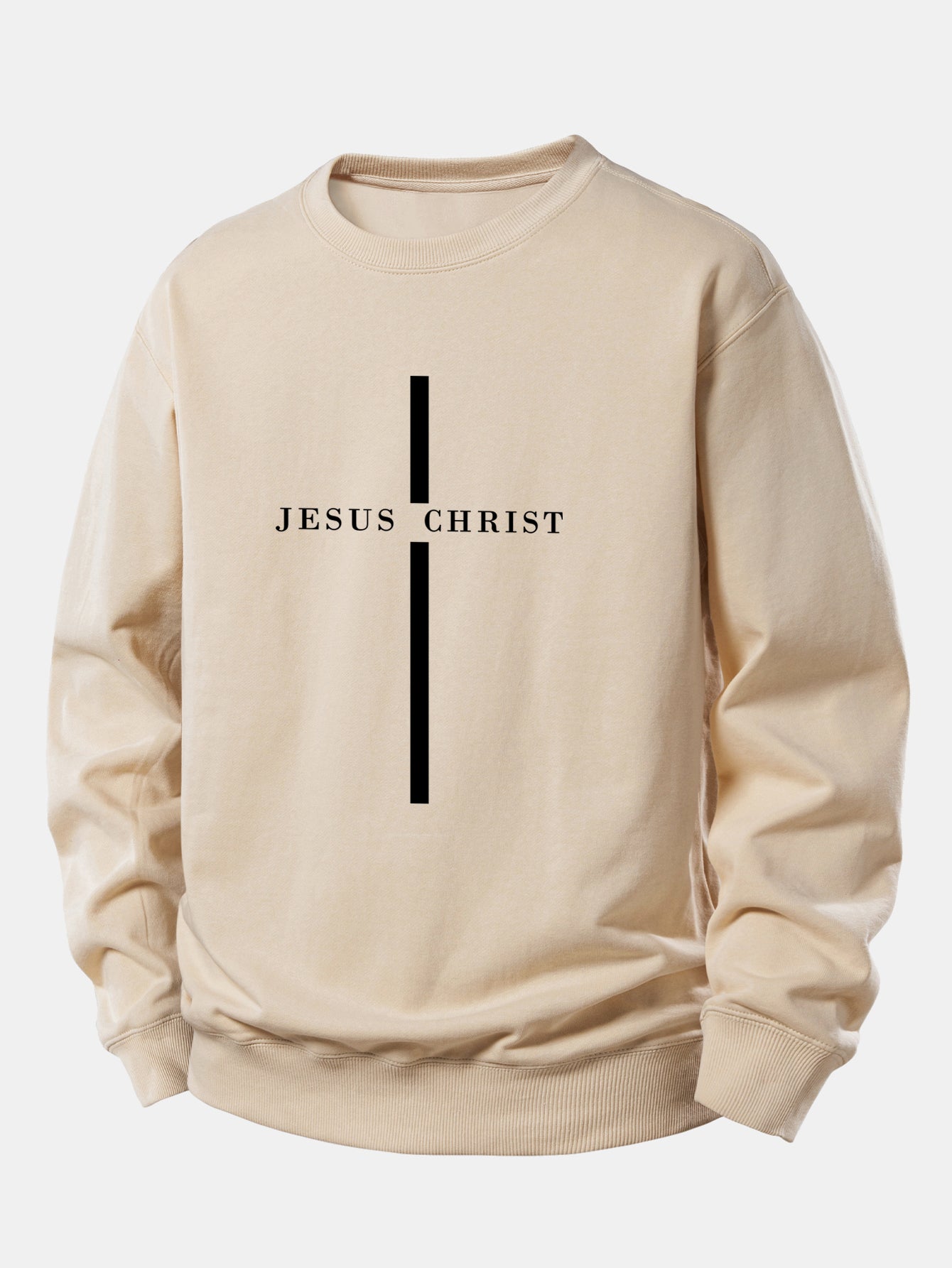 Jesus Christ Streifenmuster Locker sitzendes Sweatshirt