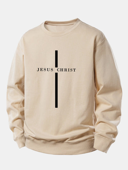 Jesus Christ Streifenmuster Locker sitzendes Sweatshirt