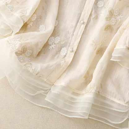 RUMILDE I FLORALE LEINEN-BLUSE