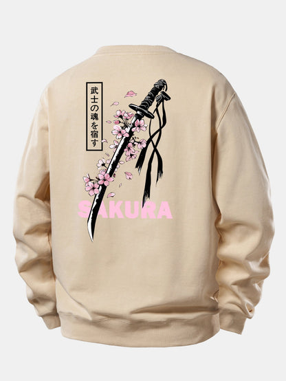 Sakura Katana Relaxed Fit Sweatshirt with Back Print