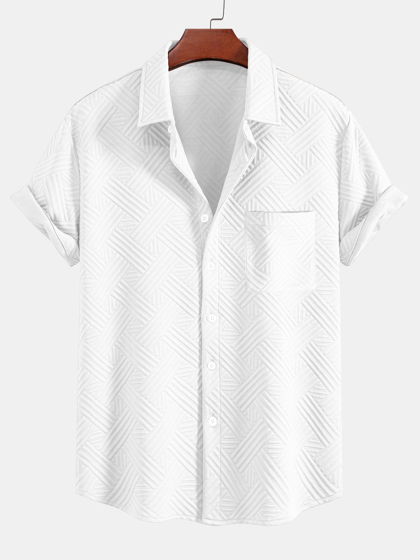 Gestreiftes Jacquard-Hemd mit Knopfleiste und Shorts mit Kordelzug