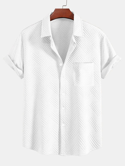 Gestreiftes Jacquard-Hemd mit Knopfleiste und Shorts mit Kordelzug