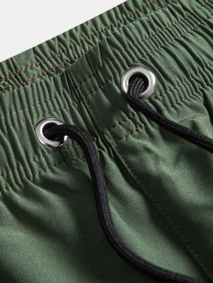 Palmenbaum Farbblock Druck Knopf-Down Hemd und Badehose