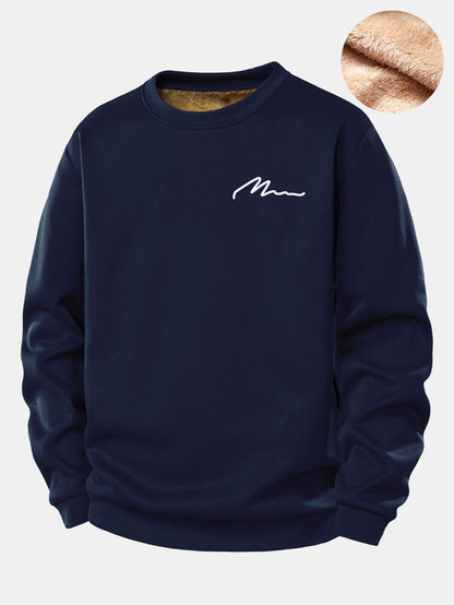Herren Sweatshirt mit Slogan-Print und Teddy-Fleece-Futter
