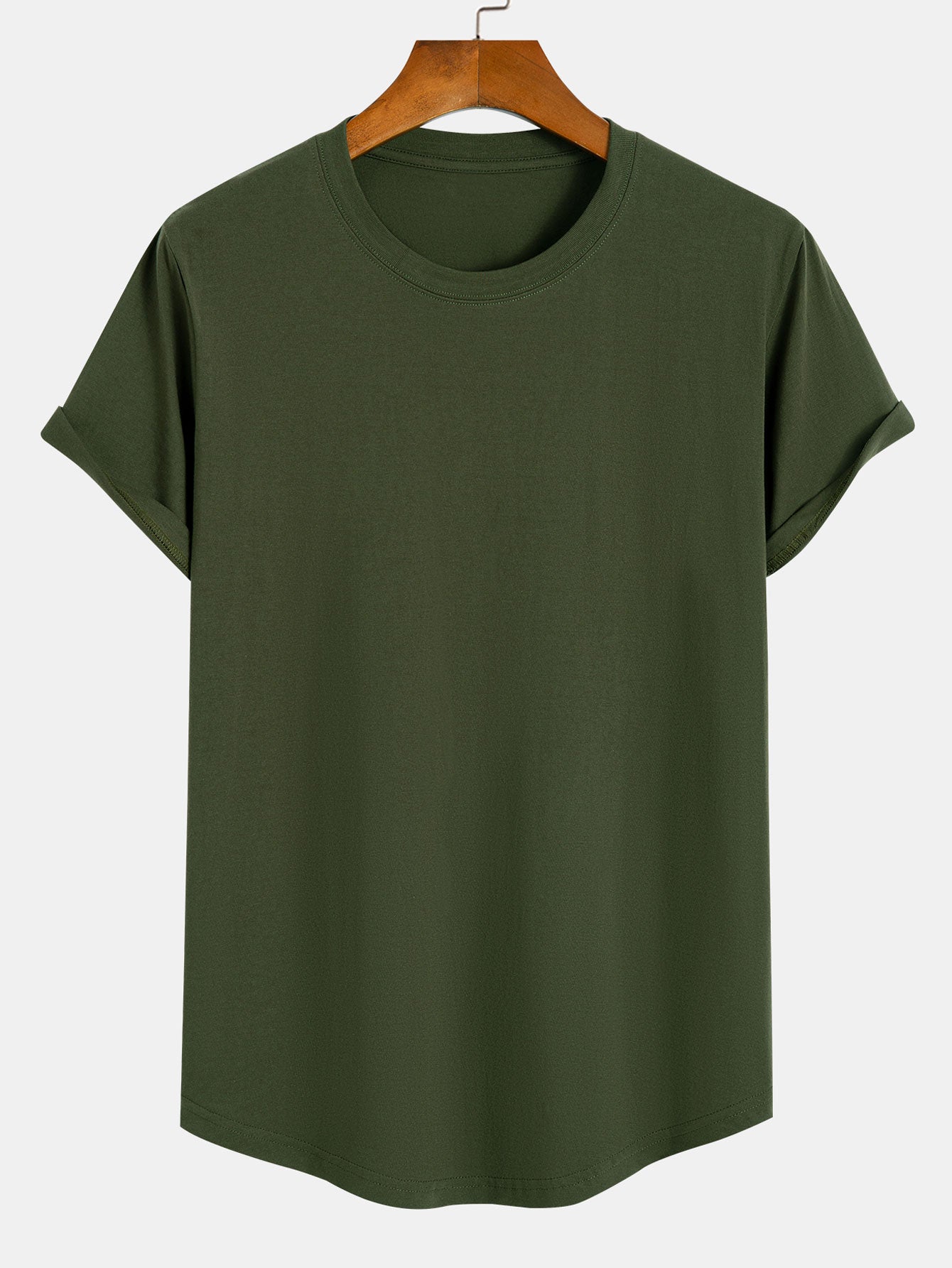 Basic Baumwoll-T-Shirt mit Bogen-Saum