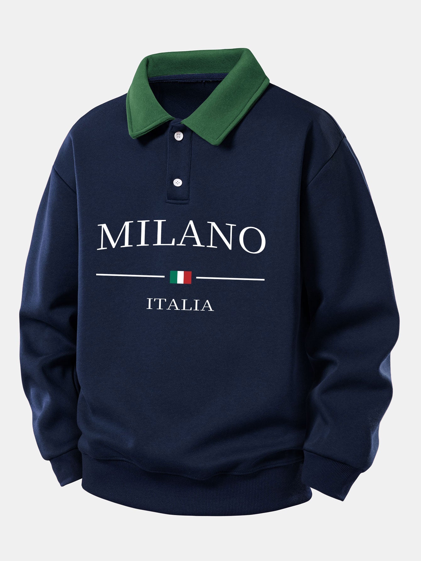 Relaxed Fit Milano Print Contrast Polo Sweatshirt