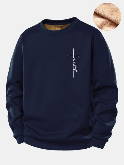 Faith Print Teddy Fleece Lined Sweatshirt