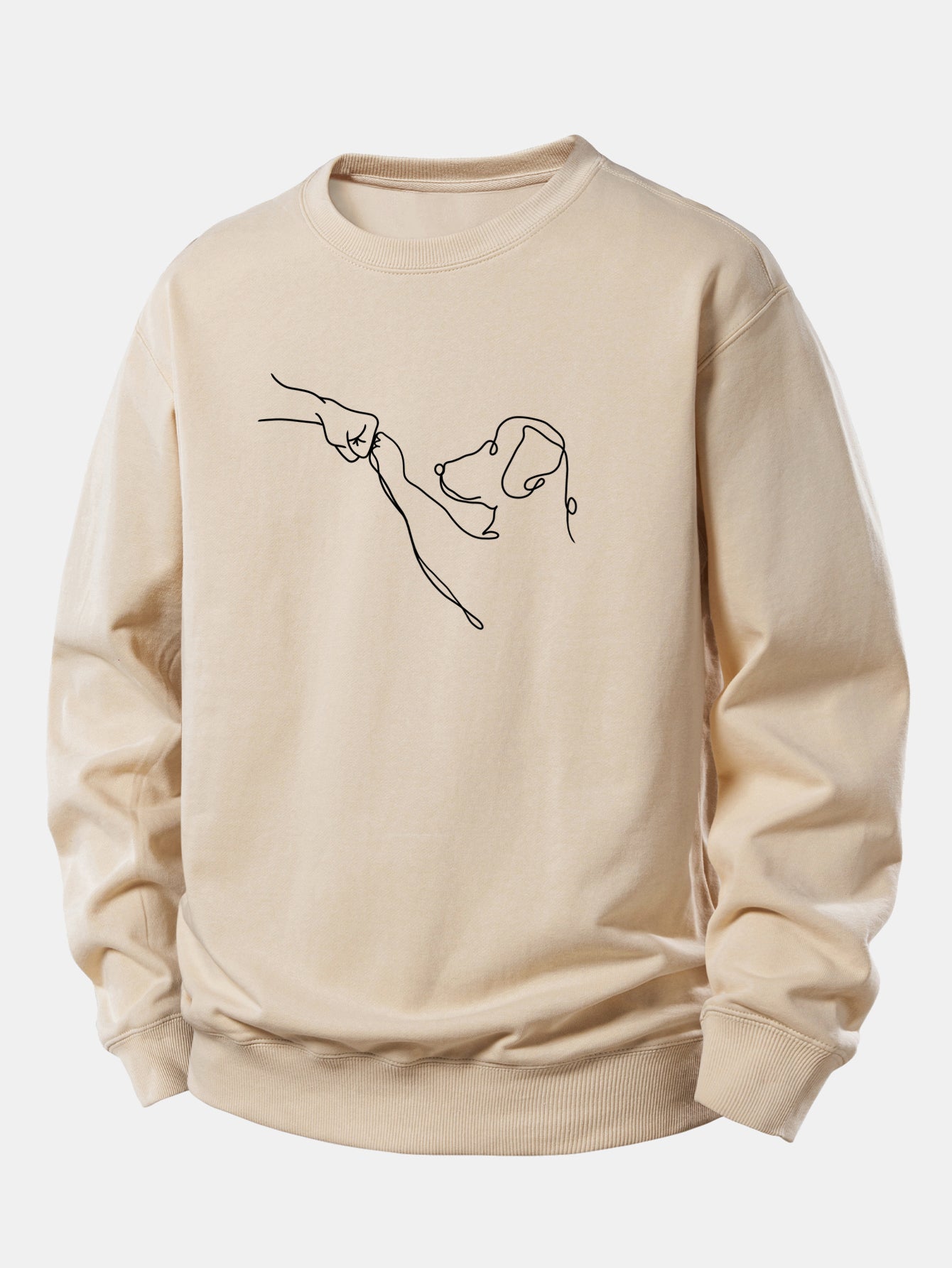 Entspanntes Sweatshirt mit Hund Linienzeichnung