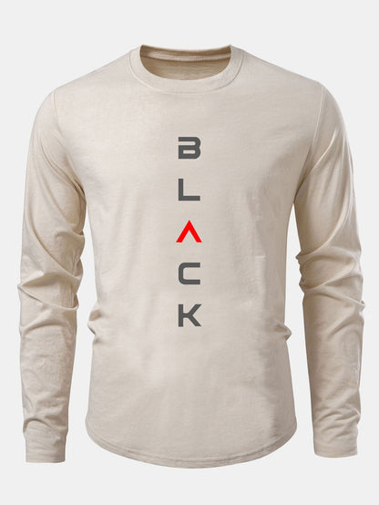 Schwarzes Baumwoll-T-Shirt mit Rundsaum und Druckdesign