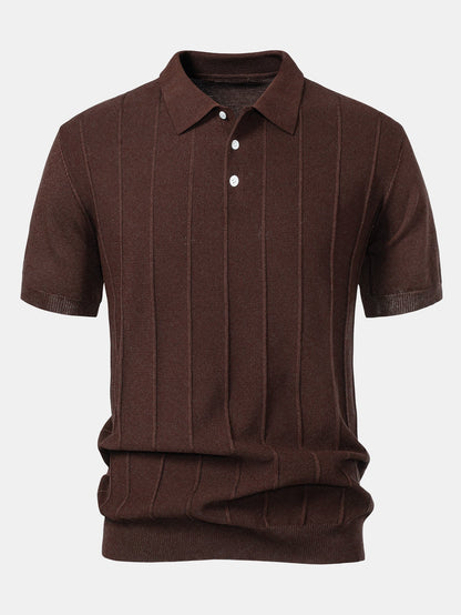 Gestreiftes Jacquard-Polo mit gerader, gerippter Hose