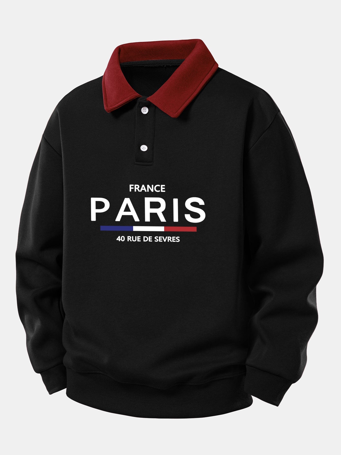 Relax Fit Paris Print Contrast Poloshirts Sweatshirt