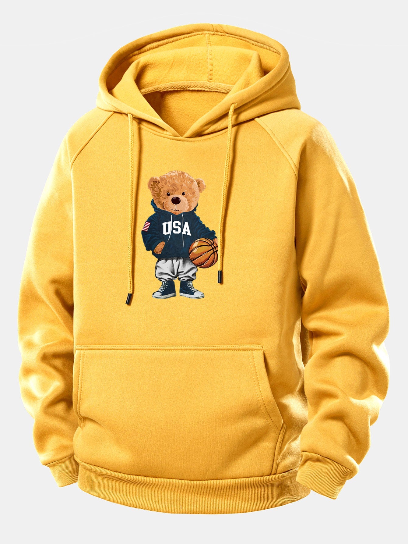 Basketball Bär Grafik Hoodie mit Kordelzug