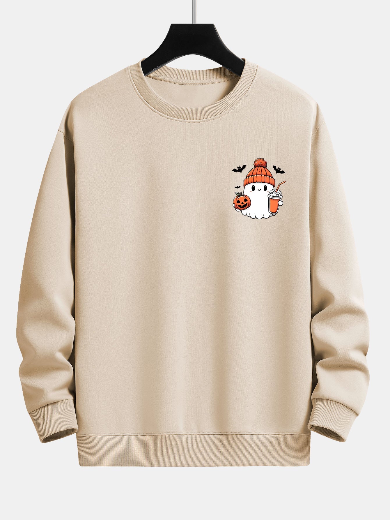 Lockeres Sweatshirt mit Halloween Geist und Kürbis Druck