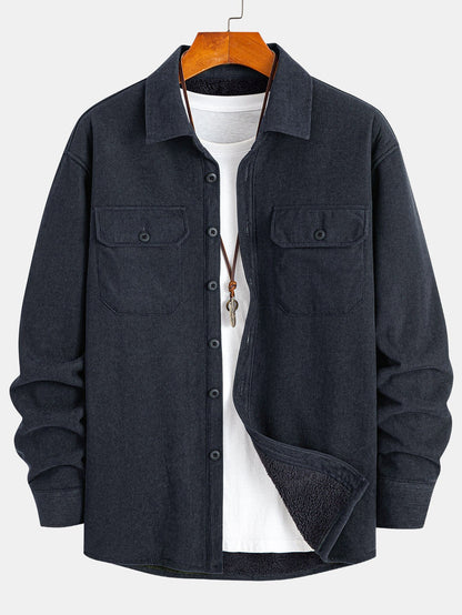 Teddy-Futter Cordhemd mit langen Ärmeln