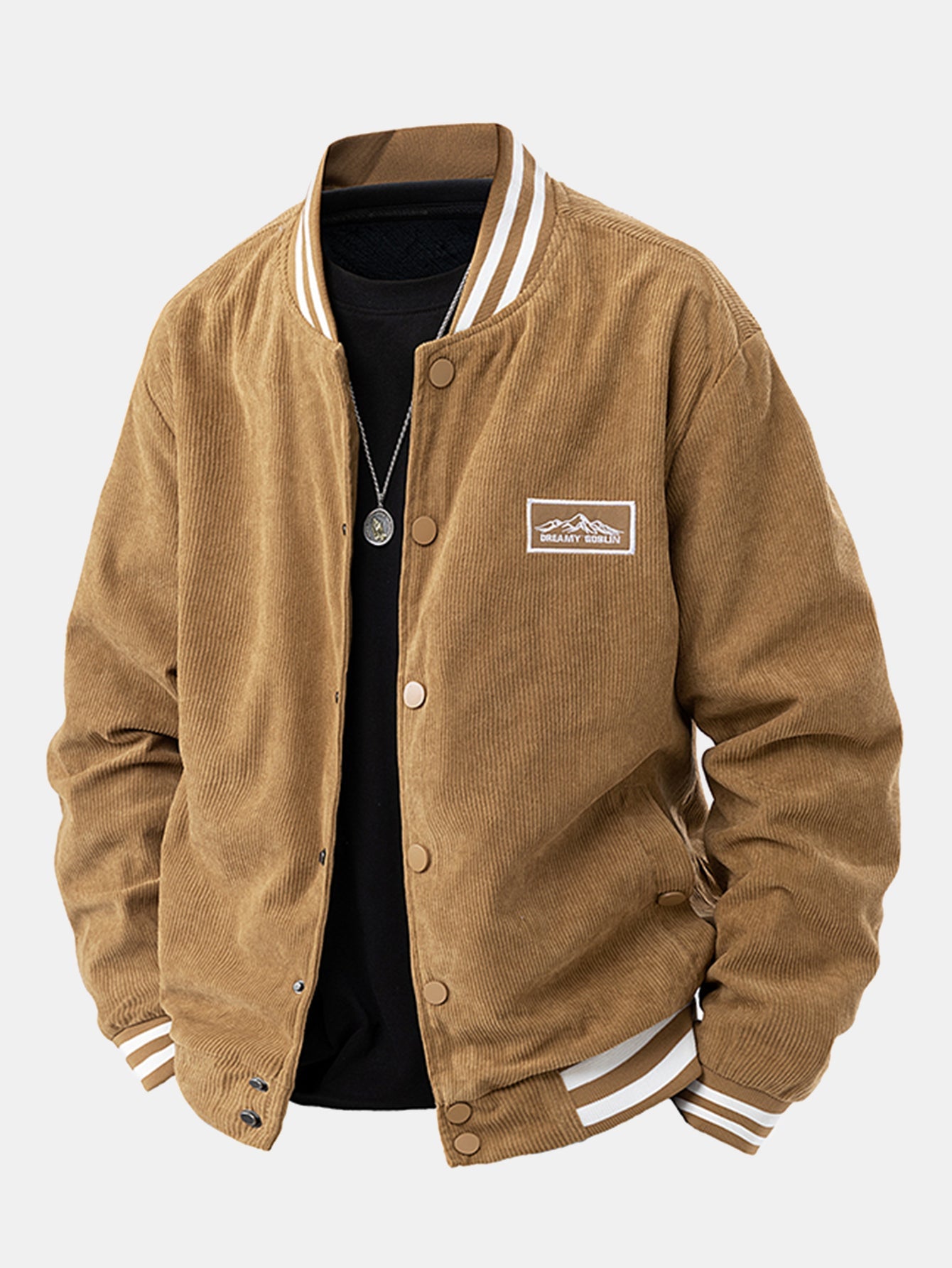 Berg Stickerei Corduroy Baseballjacke