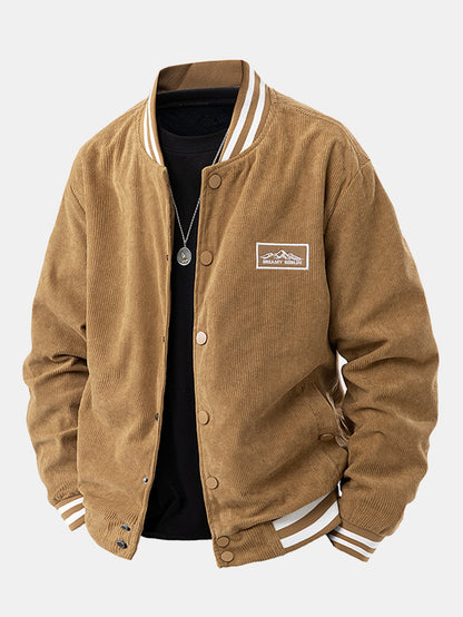 Berg Stickerei Corduroy Baseballjacke