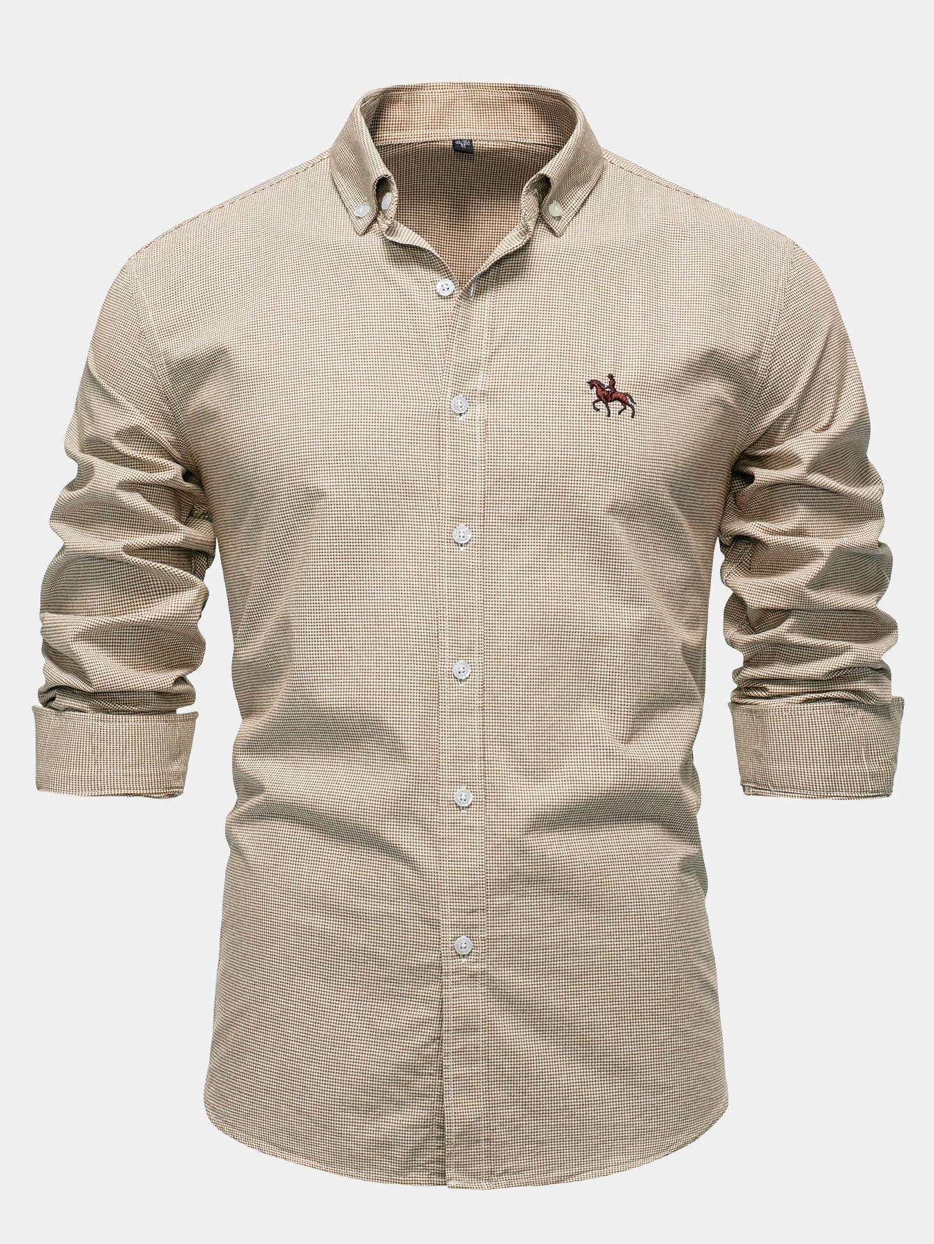 Cowboy Stickerei Baumwolle Hahnentritt Hemd mit Knöpfen