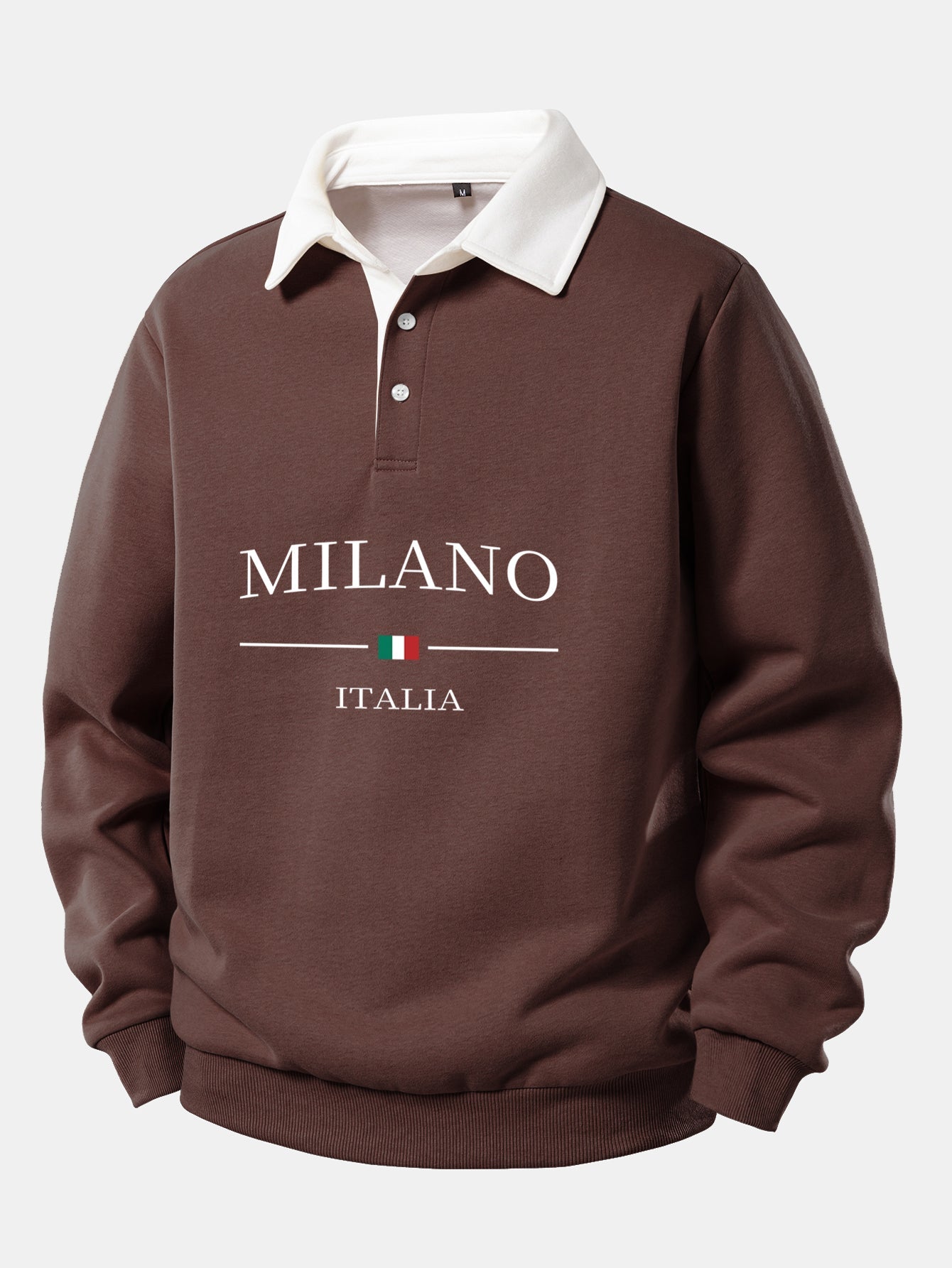 Milano Print Contrast Polo Collar Sweatshirt