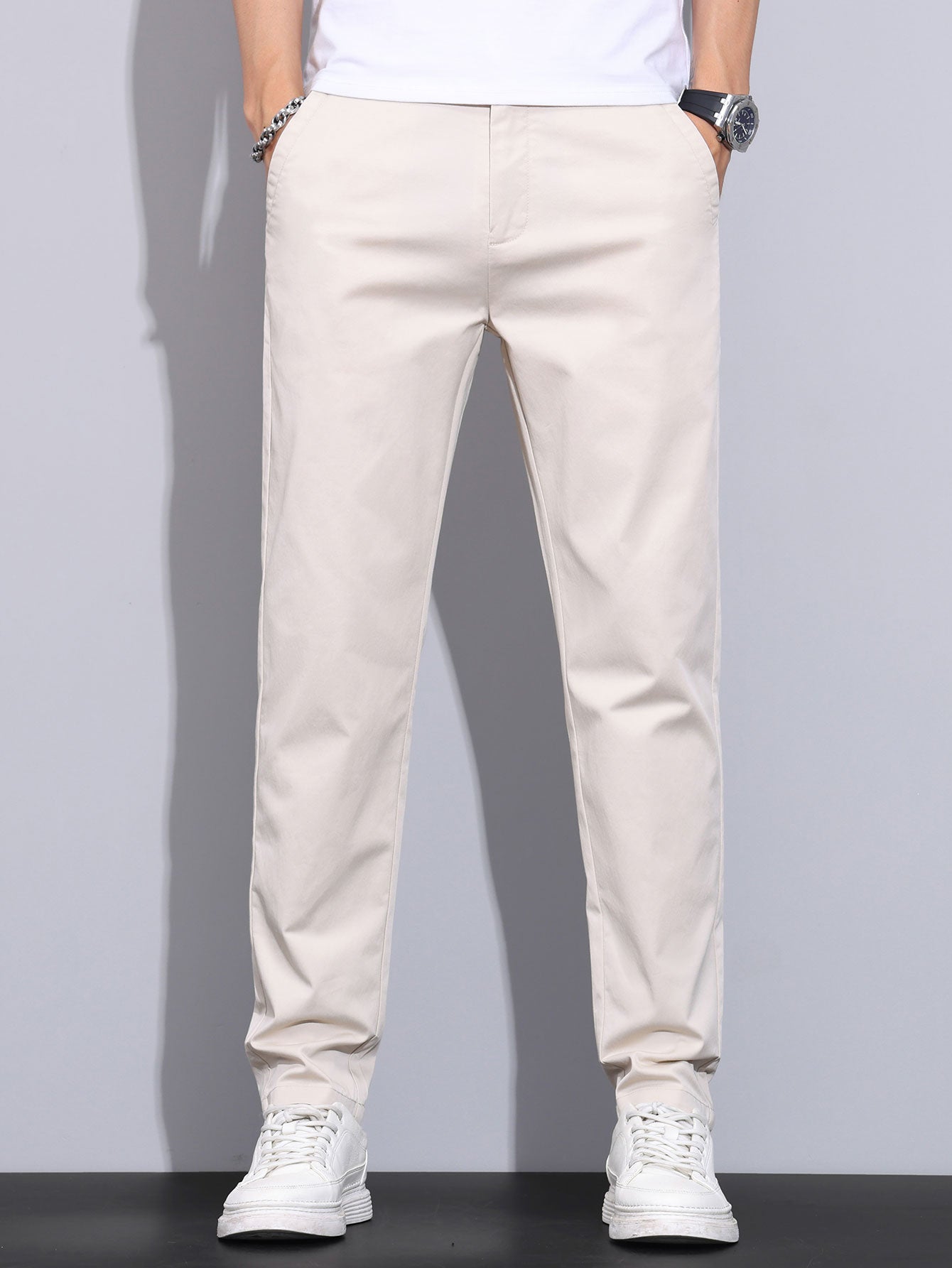 Gerade Bein Hose mit Elastischem Bund