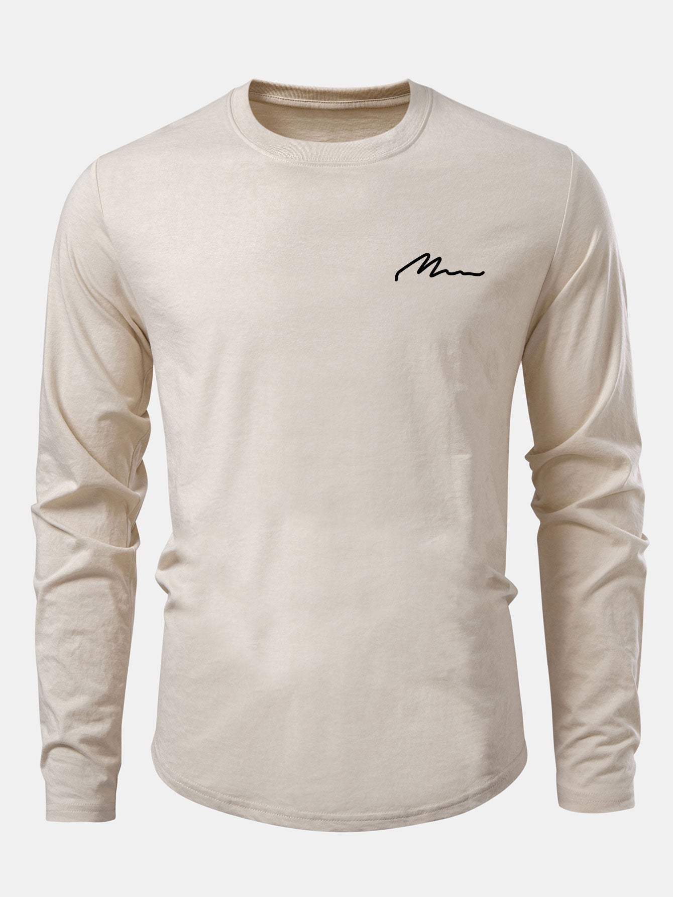 Herren bedrucktes Baumwoll-T-Shirt mit abgerundetem Saum