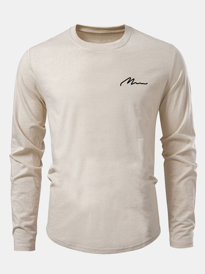 Herren bedrucktes Baumwoll-T-Shirt mit abgerundetem Saum