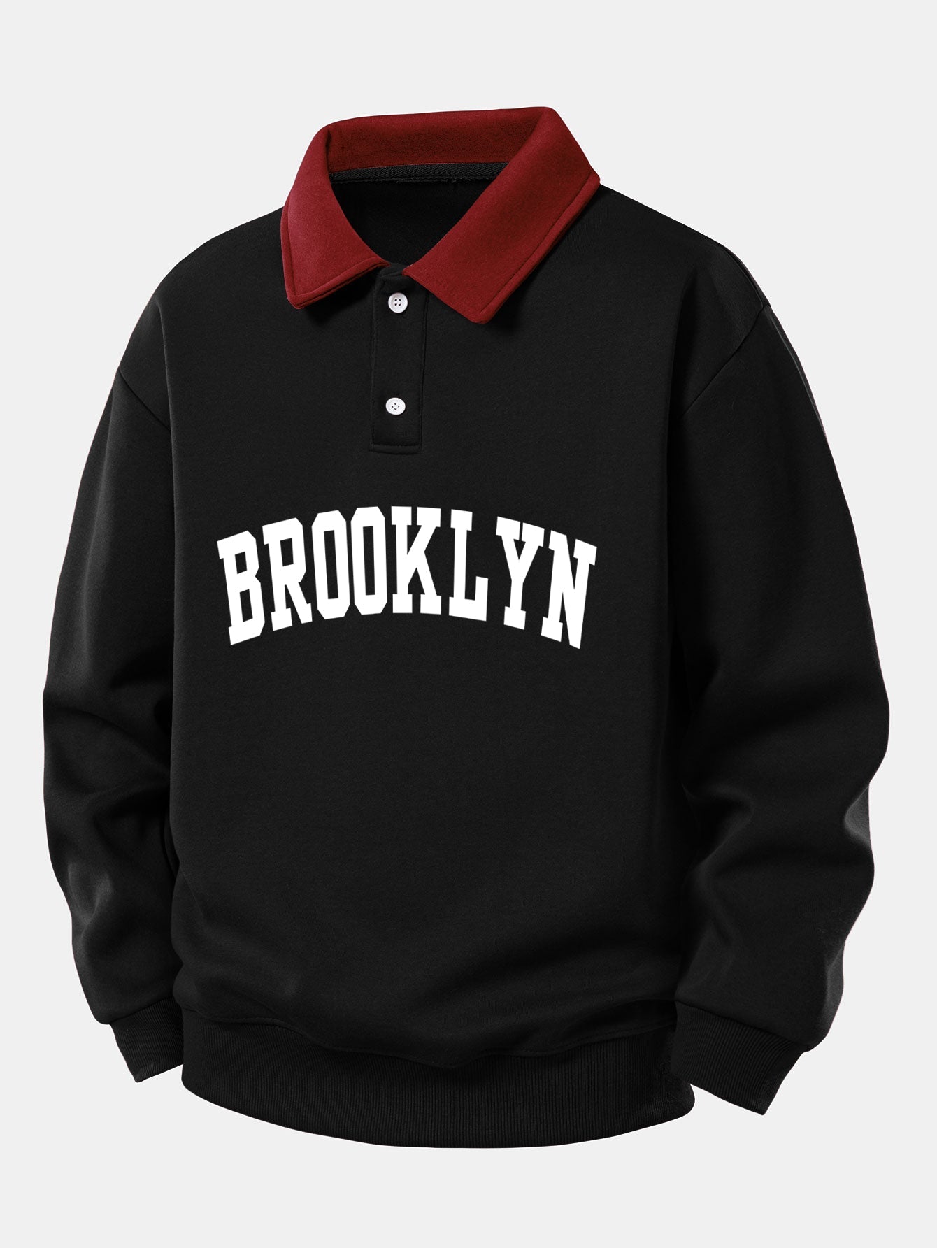 Relaxed Fit Brooklyn Print Contrast Polo Sweatshirt