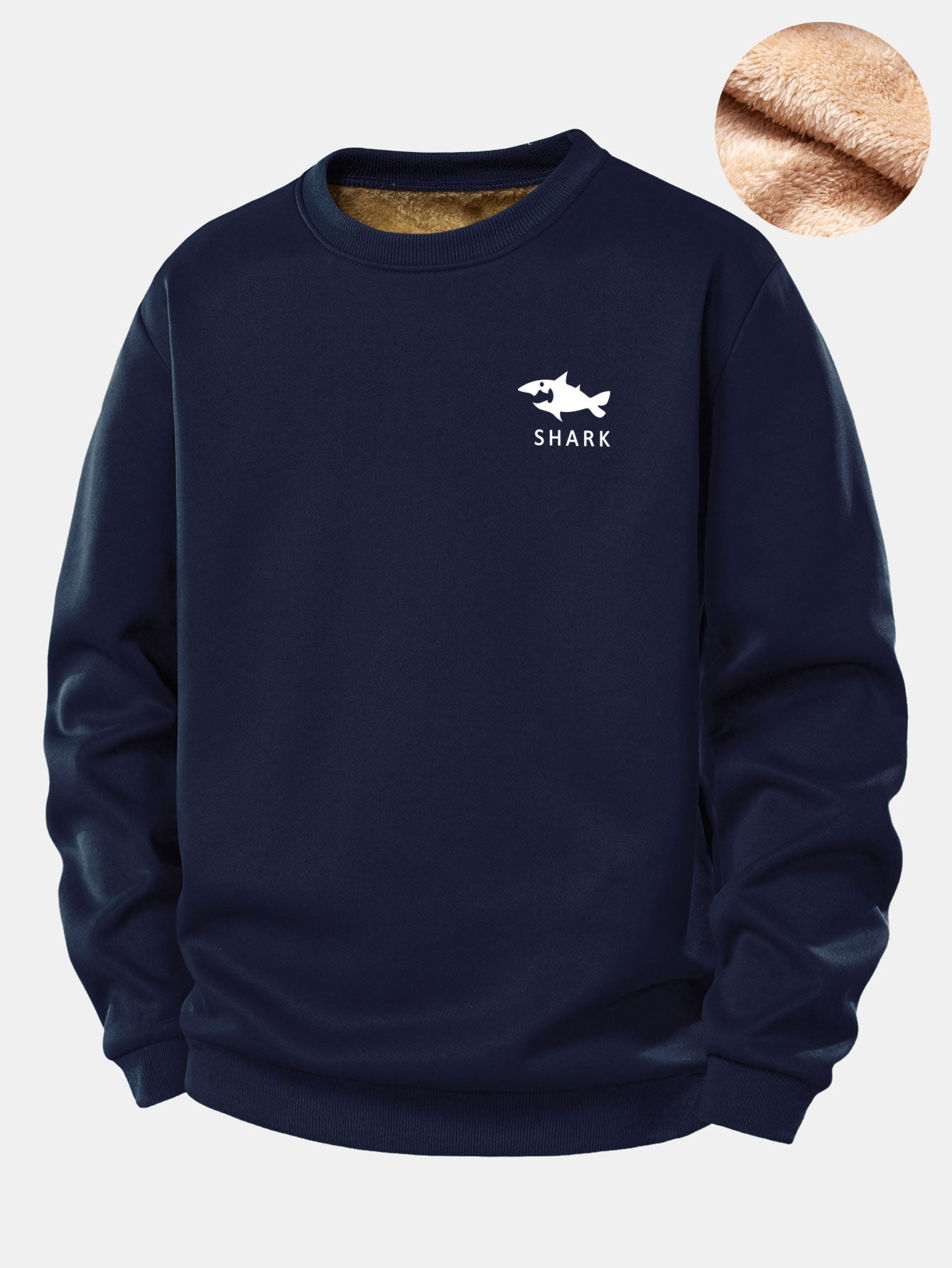 Fleece-Sweatshirt mit Hai-Design und kuscheligem Teddyfutter