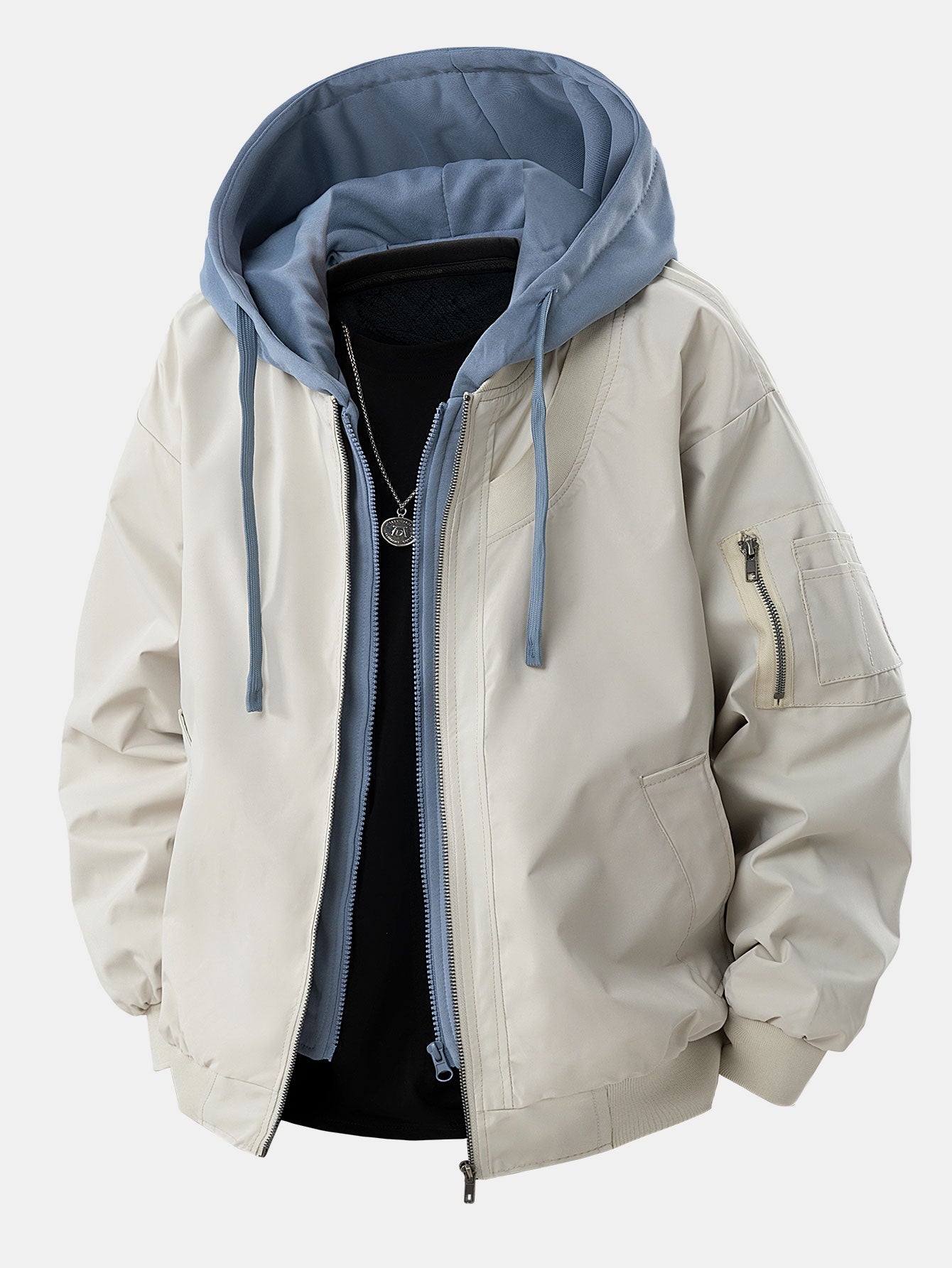 Kontrast 2 in 1 Kapuzen-Bomberjacke