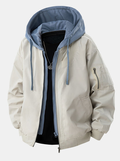 Kontrast 2 in 1 Kapuzen-Bomberjacke