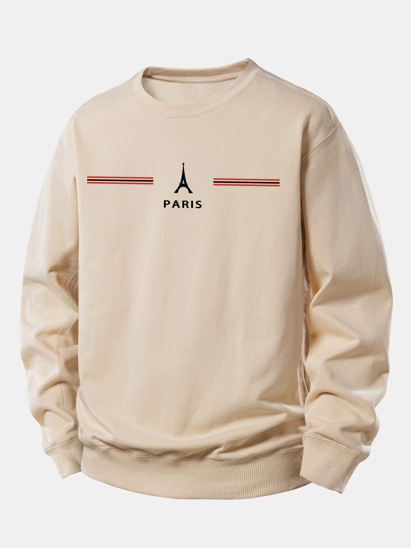 Paris Streifenmuster Locker sitzendes Sweatshirt